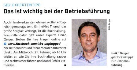 Tipps zur Betriebsführung von Heiko Geiger | SBZ im Febraur 2018